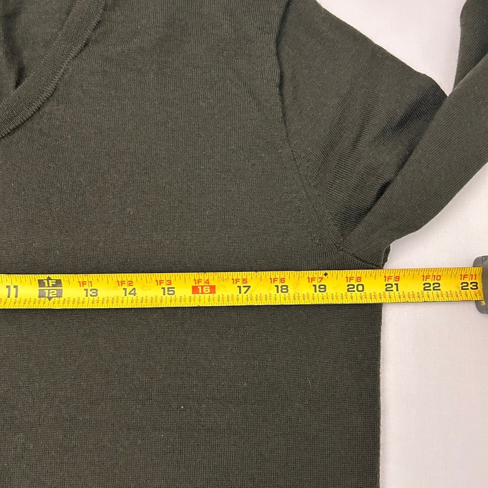 J.Crew Sweater Mens L Dark Green Slim Fit V-Neck Merino Wool Classic‎ Pullover - Picture 5 of 6